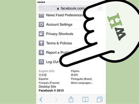 facebook log out of account.